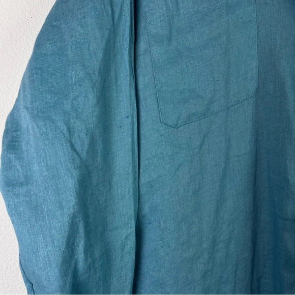 J. Jill Love Linen Blue Button Up Top (XS) 100% Linen, Tunic Shirt, Earthy Chic - Picture 10 of 12